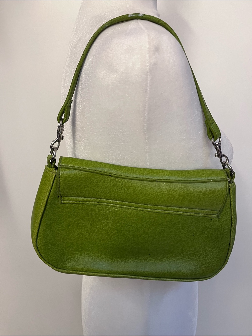 Chartreuse & Silver Shoulder Bag Vintage? Small Purse Lime Green Y2K 2000s - Picture 7 of 9